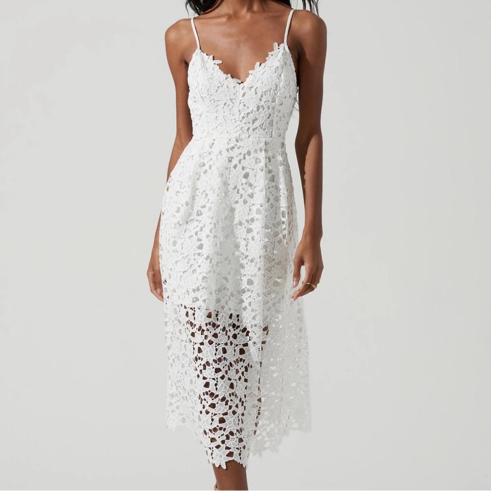 Astr White Lace Midi Dress